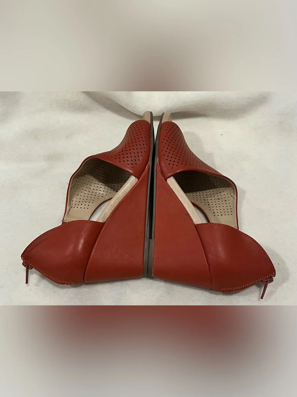 Women’s Perforated Open-Toe Wedge Sandal - Burnt Orange Size 8 NWOT